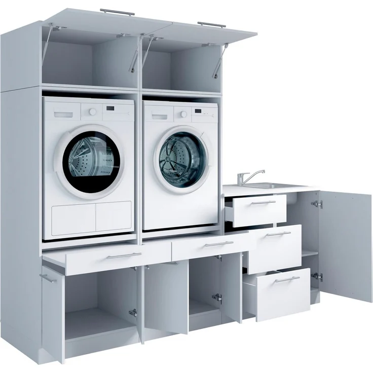 Laundreezy Mehrzweckschrank-Set Laundreezy, 6-tlg. Mehrzweckschrank-Set B/H/T 236/200/68 cm, (6-St), Breite 236 cm, Soft-Close-Funktion, höhenverstellbare Füße – Bild 2