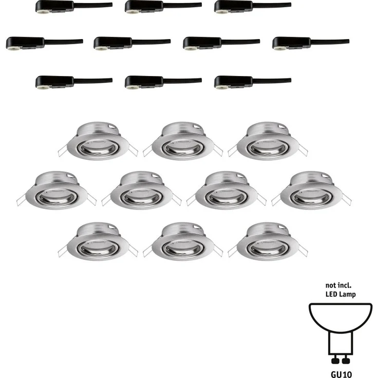 Paulmann No. 93399 LED Einbauleuchte Base rund 10x10W GU10 Eisen gebürstet – Bild 3