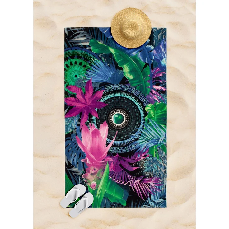 hip Family Strandtuch Liegetuch 100x180 Zahra Mandala Blätter blau 30476 – Bild 2