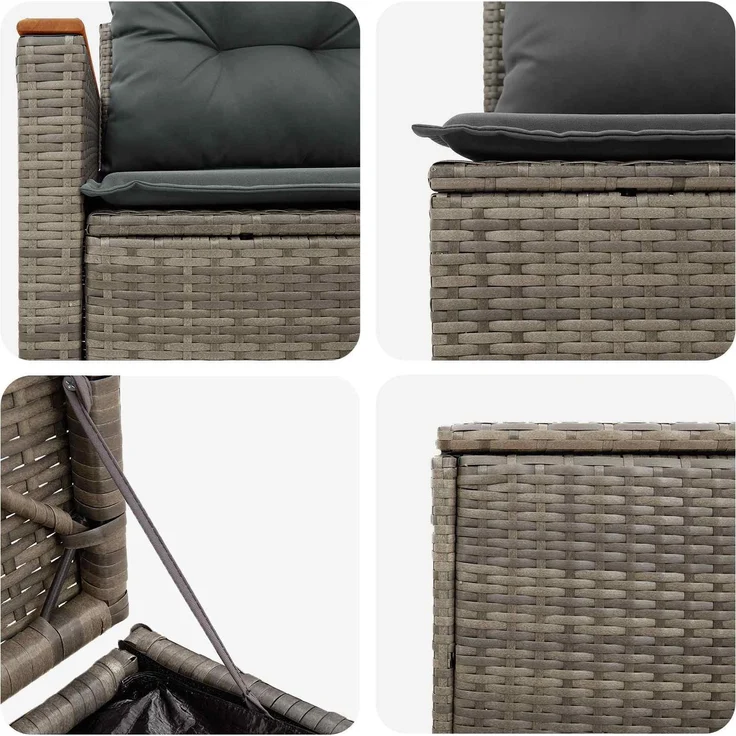 vidaXL Sofa Set 5 stk. Grau und Dunkelgrau Polyrattan und Stahl 3447936 – Bild 7