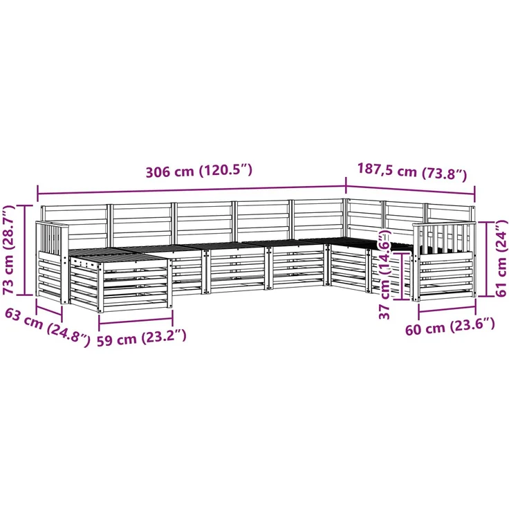 vidaXL Outdoor-Sofagarnitur 8 stk. 8-Sitzer Weiß Massivholz Akazie 3392304 – Bild 8