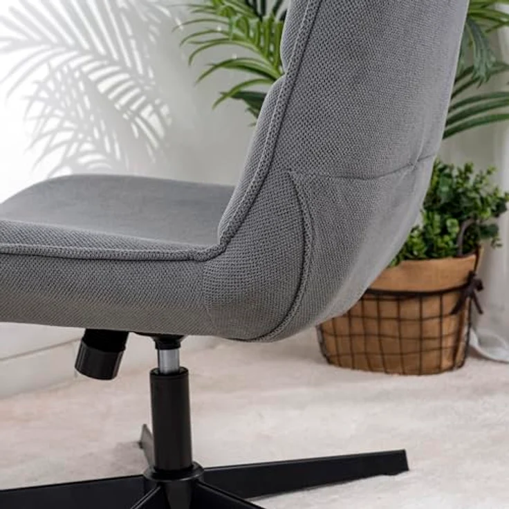 39F FURNITURE DREAM Moderner Drehsessel mit Sitzfläche aus Stoff mit Liegefunktion und Metallsockel, Grau, 63,5 x 85 x 93 cm – Bild 8