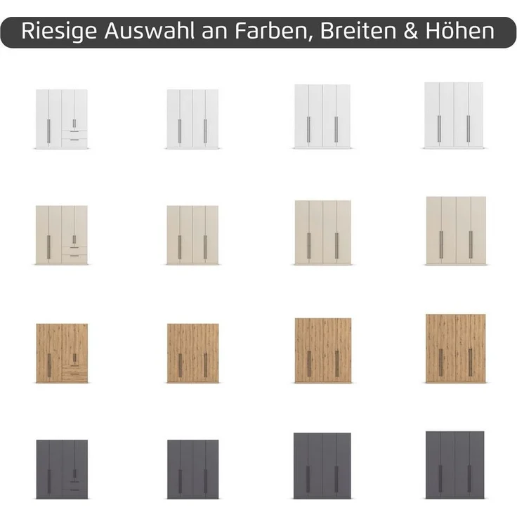 rauch Kleiderschrank Drehtürenschrank Schrank Garderobe Wäscheschrank Schlafzimmer AVOLA (3 verschiedene Ausstattungen BASIC/CLASSIC/PREMIUM (inkl. SOFT-CLOSE) mit hochwertigen Stangengriffen in Schwarz aus Metall MADE IN GERMANY – Bild 2