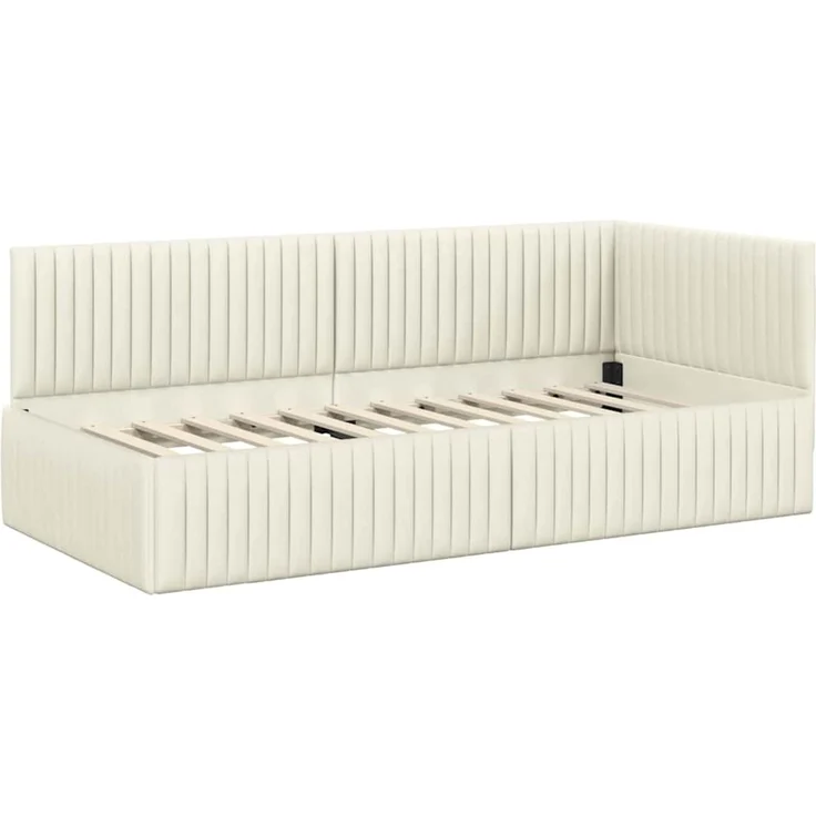 vidaXL Eckbettgestell mit Matratze 2 pcs Creme Samt 3393815 – Bild 6