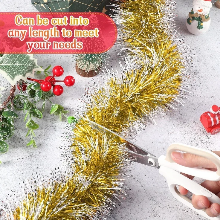 10M Weihnachts Lametta Girlande Silber Glitzernde Deko für Winterfest – Bild 4