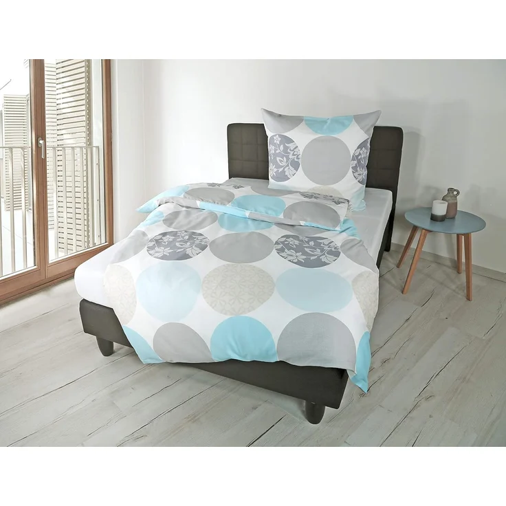 Bierbaum, Mako-Satin-Bettwäsche , Designed in Germany, 6383 türkis 02, 135x200 cm + 80x80 cm – Bild 2