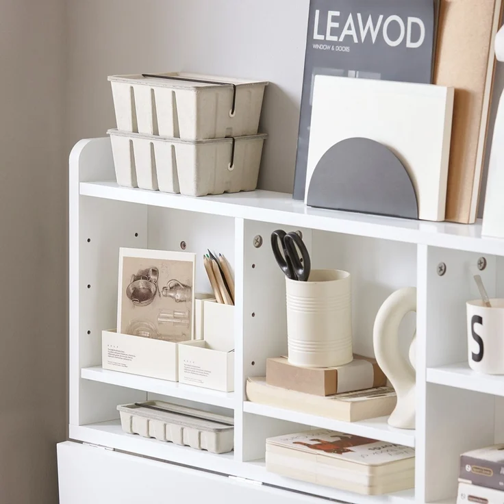 SoBuy FWT07-II-W Schreibtisch, MDF, Lackiert, Weiß, 90 x 78 x 60 cm – Bild 8