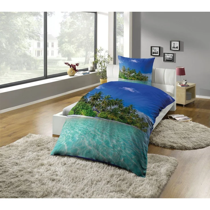 KiNZLER Bettwäsche Fotodruck-Bettwäsche "Insel", Microfaser, 2 teilig, pflegeleicht – Bild 1