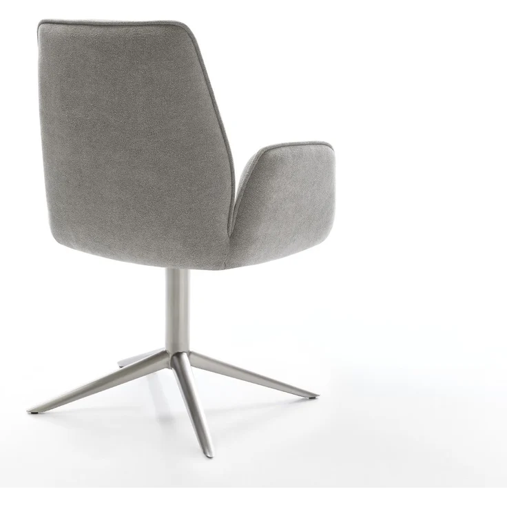 Drehstuhl Zoa-Flex Strukturstoff Soft Grau Fußkreuz Edelstahl 360° drehbar Wippfunktion Taschenfederkern – Bild 5