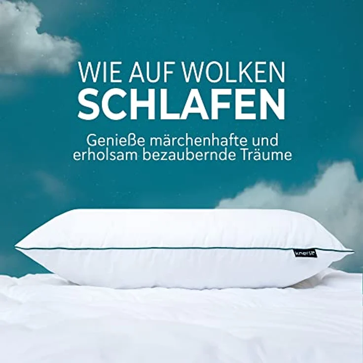 KNERST Kopfkissen Kopfkissen Fitform Technologie 100% Polyester, Füllung: FitForm Technologie – 100% Polyester, ergonomisches Schlafkissen ideal für jede Schlafposition, Kissen mit eleganter, grüner Biese – Bild 6