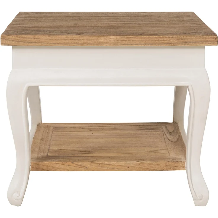 CLP Couchtisch Thordis quadratisch 60 x 60 cm Holz mit 2 Ebenen rustikaler Stil,natura/weiß 60x60 cm – Bild 4