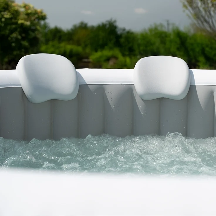 HOME DELUXE Outdoor-Whirlpool 'Splash', Ø 208 cm, für 6 Personen, inkl. Kissen, Getränkehalter & Sonnendach, Beton-Optik – Bild 8