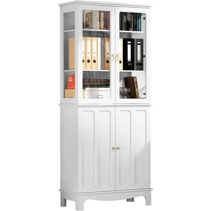 HOLTICO Hochschrank Freistehender küchenschränke mit Glastür, Glasküchenschrank, 183 cm (1-St) klassischer hoher Schrank mit Glastür und verstellbaren Regalen – Bild 3