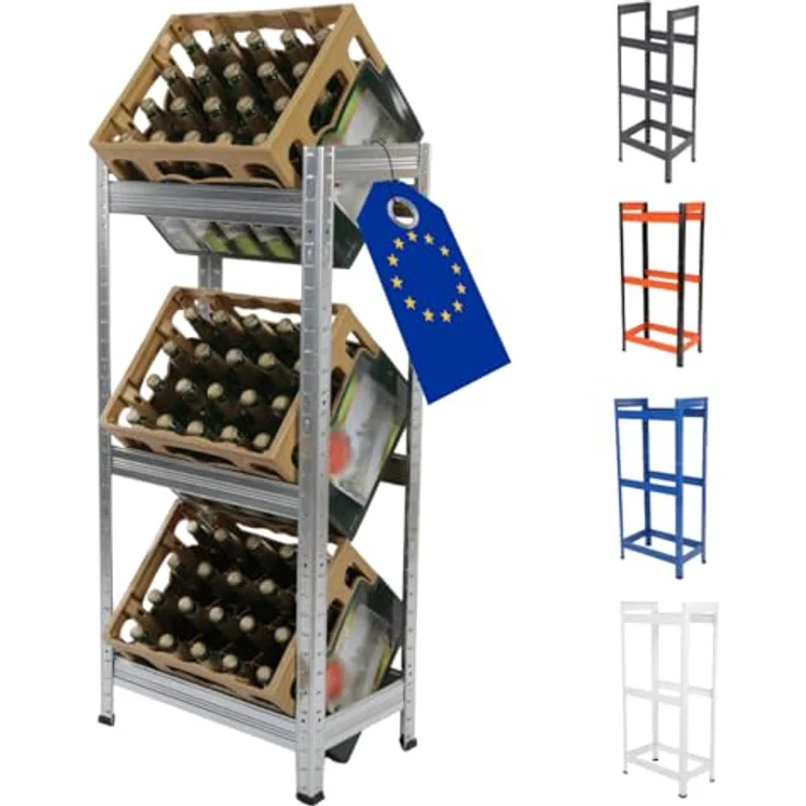 Modo24 Kastenständer HELIOS Metall Getränkekistenregal, Kistenregal, für 2 oder 3 Kisten, Getränkeregal Stabil Kistenständer Freistehend, Kistenhalter, 5 Farben – Bild 2