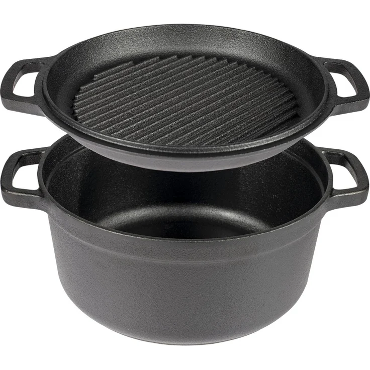 Browin 330527 Gusseisentopf mit Pfanne, 3,5 L / Schmortopf mit Grillpfanne – Bild 1