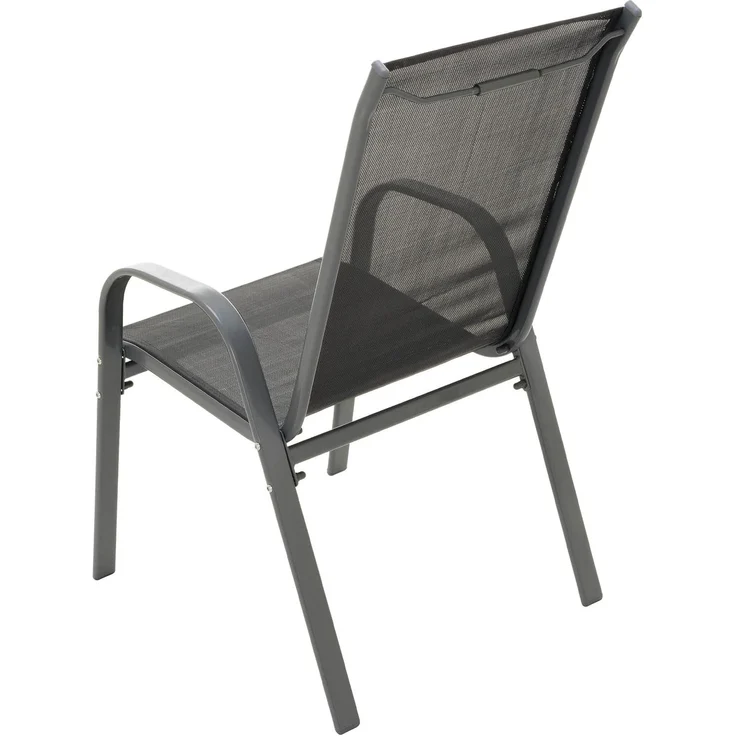 Nexos Trading 4er Set Gartenstuhl Camping Stapelstuhl Hochlehner Terrassenstuhl – Textilene Stahl stapelbar – Farbe: Rahmen anthrazit/Bespannung schwarz – Bild 5