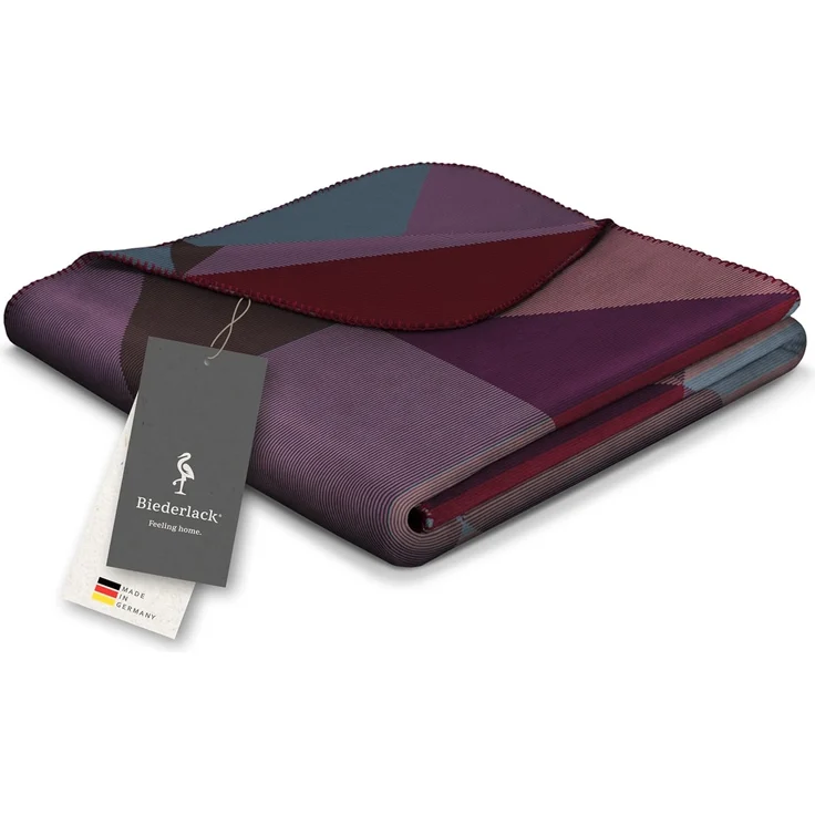 Wohndecke Purple Geometric, lila Sofadecke in 150x200, Decke aus Baumwoll-Mix, Biederlack, Made in Germany – Bild 2