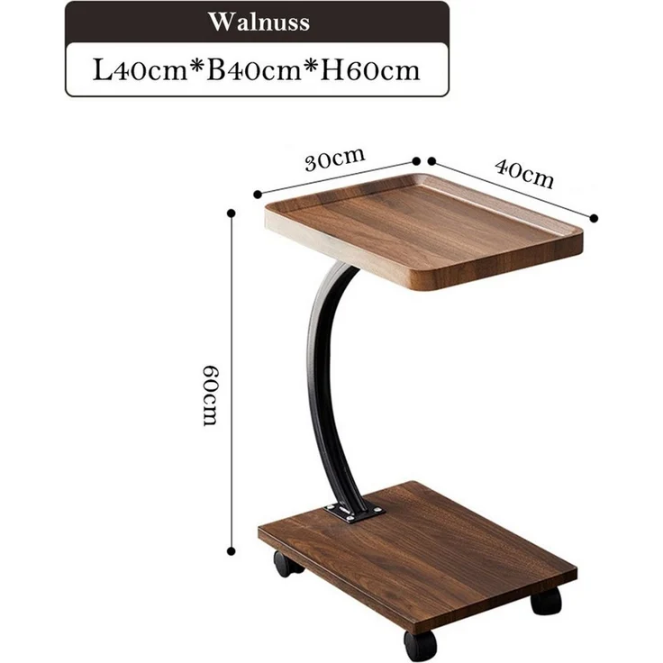 TUWENA Beistelltisch Beistelltisch C Form, Couchtisch Kleiner, Sofatisch mit Rollen 360°, Beweglich Couchtisch Betttisch für Couch Wohnzimmer und Schlafzimmer – Bild 2