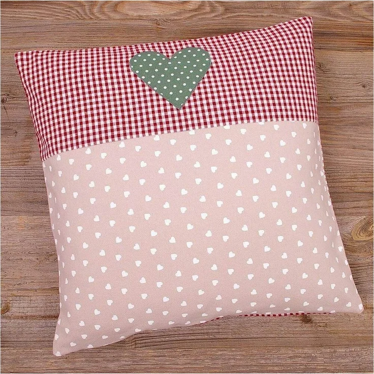 matches21 HOME & HOBBY Kissenbezüge Kissen-Bezug 40x40 cm Landhaus-Stil Herzen rosa rot Baumwolle, (1 Stück), Wohnzimmer Kissen-Hülle als Deko-Kissen Zier-Kissen Sofa-Kissen – Bild 3