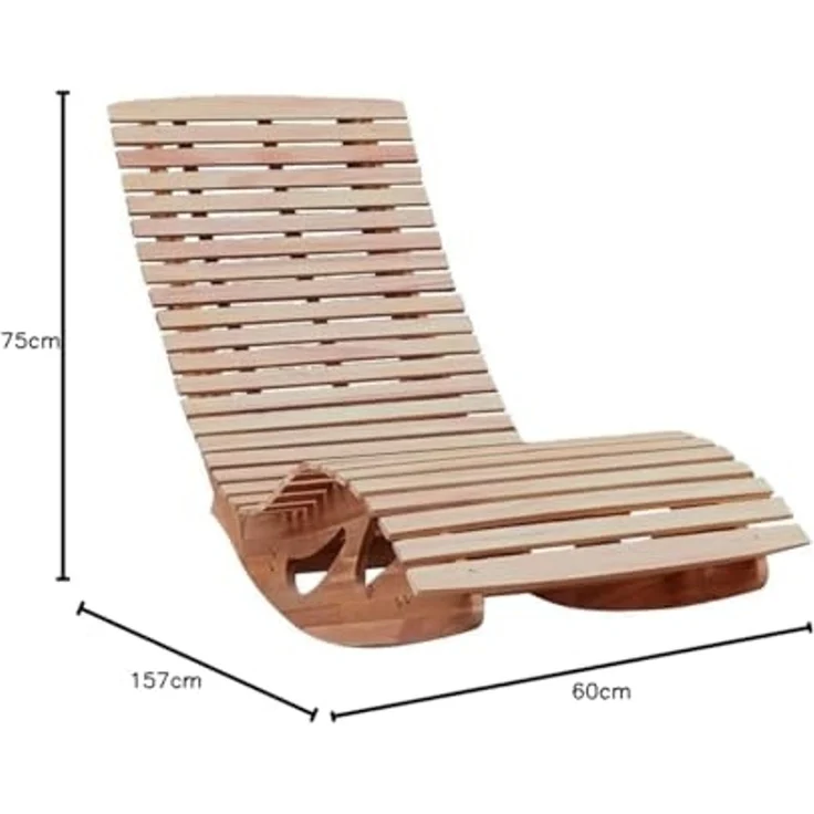 CHILLROI Gartenliege Ergonomische Schwungliege / Saunaliege aus Akazienholz, faltbar, Einzelmöbel, Biologisch geölt, ohne chemische Holzschutzmittel – Bild 2