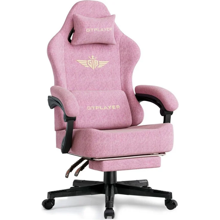 GTPLAYER Gaming-Stuhl Atmungsaktiver Bürostuhl, ergonomisch Hochwertiger - Stoff/Kunstleder, 160° Verstellbare Rückenlehne und ausziehbare Fußstütze – Bild 1
