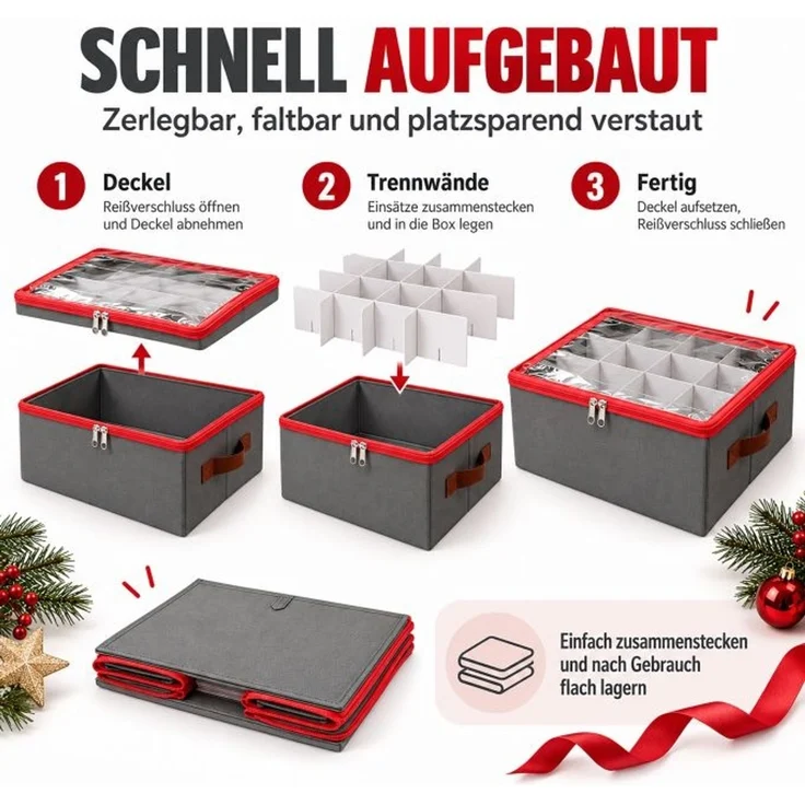 Relaxdays Weihnachtskugel Aufbewahrungsbox 4er Set – Bild 6