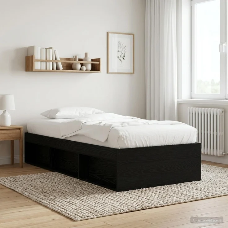 vidaXL Bettgestell mit Stauraum mit Regal Schwarze Eiche 80 x 200 cm 3429523 – Bild 1