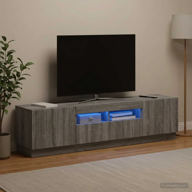 vidaXL LED-TV-Schrank HOORN 3 stk. Sonoma-Grau Holzwerkstoff 3416848 – Bild 3