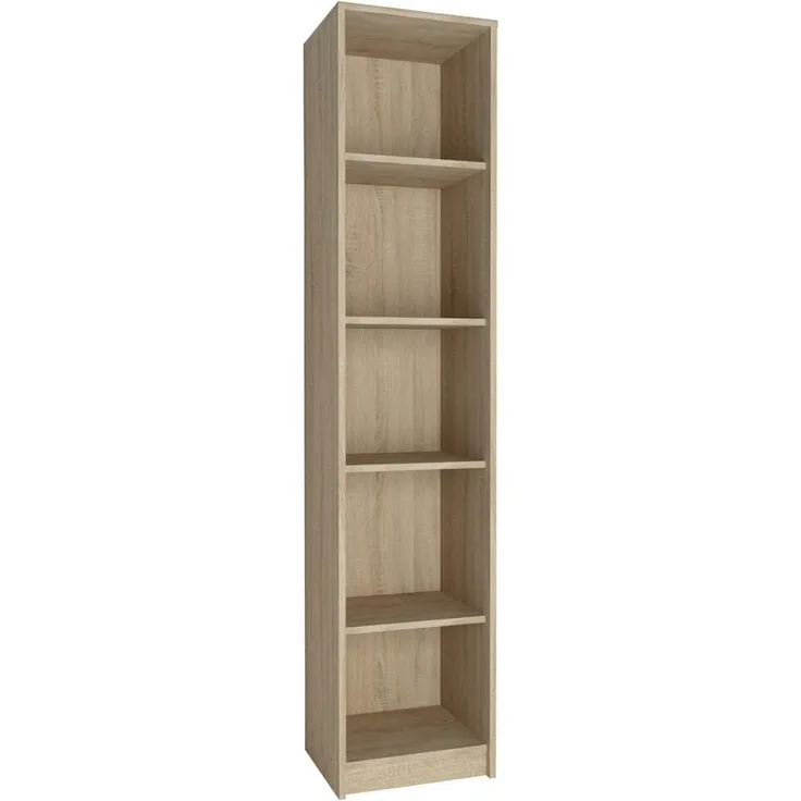 Home Collective Bücherregal mit 5 Ebenen Regal in matter Ausführung 39 cm breit, Standregal, mit 4 Einlegeböden, ideal für Schlafzimmer, Wohnzimmer, Flur sonoma