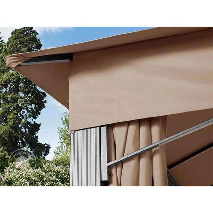 Gartenpavillon 3x4 m ALU PREMIUM ca. 220g/m² Dachplane wasserdicht Pavillon - 4 Seitenteile Gartenzelt taupe ca. 9x9 cm Profil – Bild 4