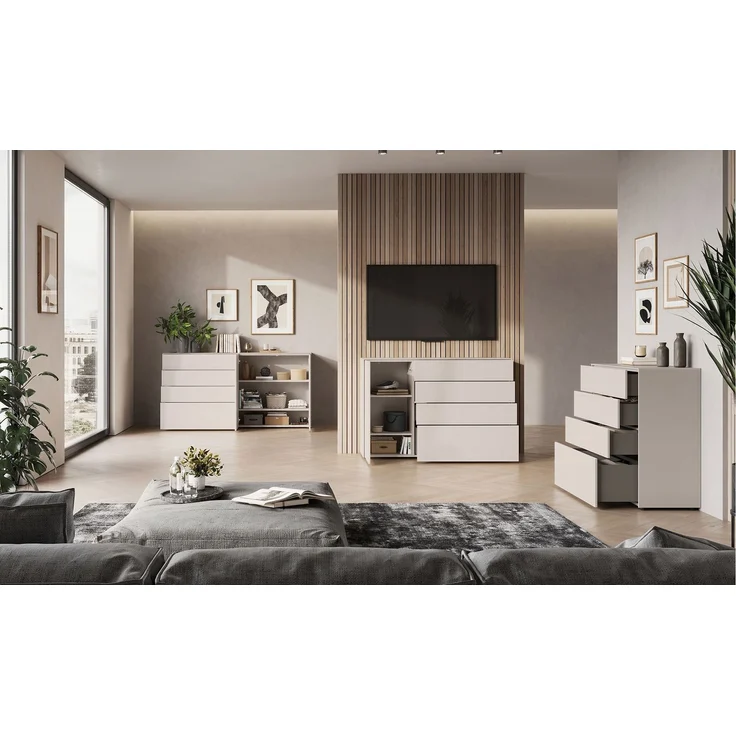 Kommode Luna / GW-Lomena, Holzwerkstoff, Grau, 137 x 93 x 41 cm – Bild 5