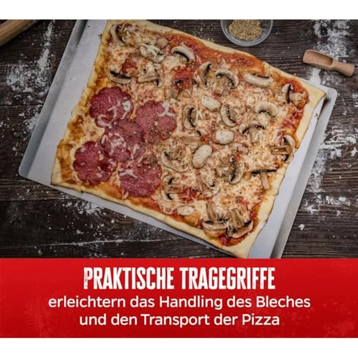 Grillfürst Aromaplanke Grillfürst Pizzablech Edelstahl, eckig, 40 cm x 30 cm – Bild 5