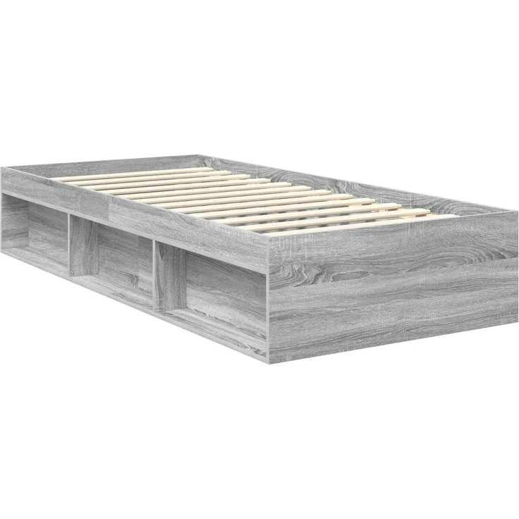 vidaXL Bettrahmen Graues Sonoma 90 x 200 cm Massives Kiefernholz 3409812 – Bild 4