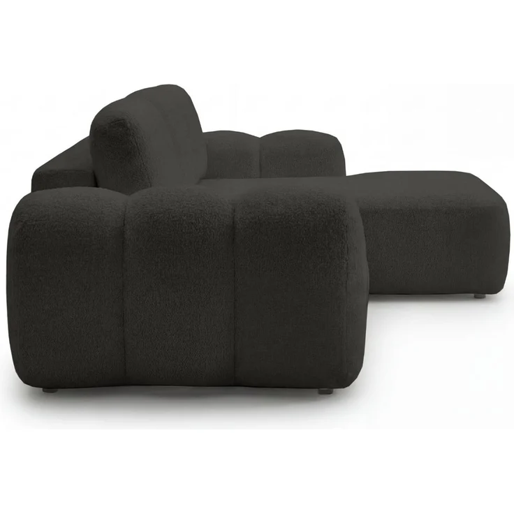 GRAINGOLD Ecksofa Avelin, Eckcouch für Wohnzimmer, L-Form mit Schlaffunktion und Bettkasten, Bouclé-Stoff, Schwarz, Rechts – Bild 6