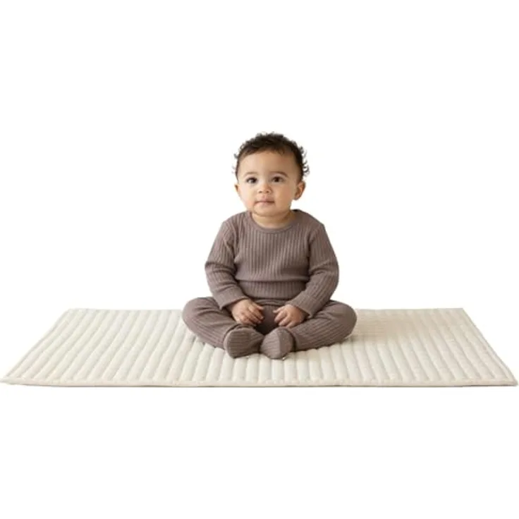 Little Dedi Plain Earth Ivory Wickelmatte 50 x 85 cm - OCS zertifizierte Bio-Baumwolle, neutrale beige Wickelunterlage - Minimalistisches Kinderzimmer, Nahtlos, Wendbar