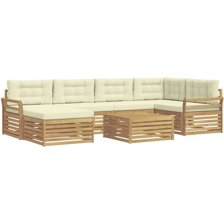 vidaXL Outdoor-Sofagarnitur 7 stk. 6-Sitzer Weiß und Creme 3390805 – Bild 2
