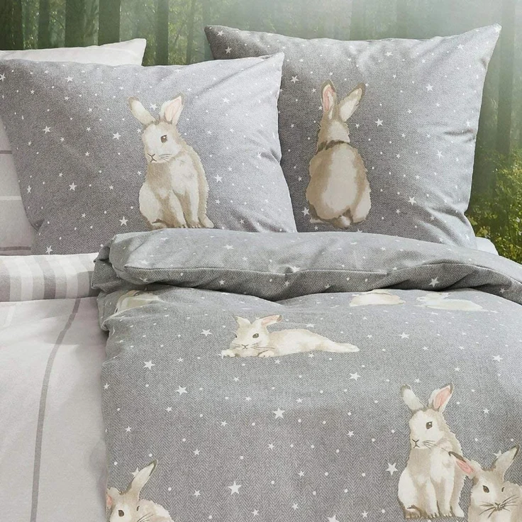 Irisette Biber Bettwäsche Dublin 8026-11 Hase Schneehase Grau 135x200 – Bild 3