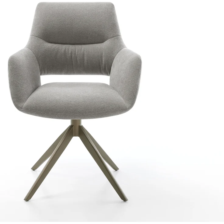 Drehstuhl Yago-Flex mit Armlehnen Strukturstoff Soft Grau Kreuzgestell breit Effektfinish Titan 360° drehbar Wippfunktion Taschenfederkern – Bild 2