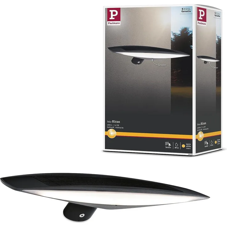 Paulmann No. 94340 Outdoor Solar Wandleuchte Kiran Anthrazit IP44 mit Bewegungsmelder
