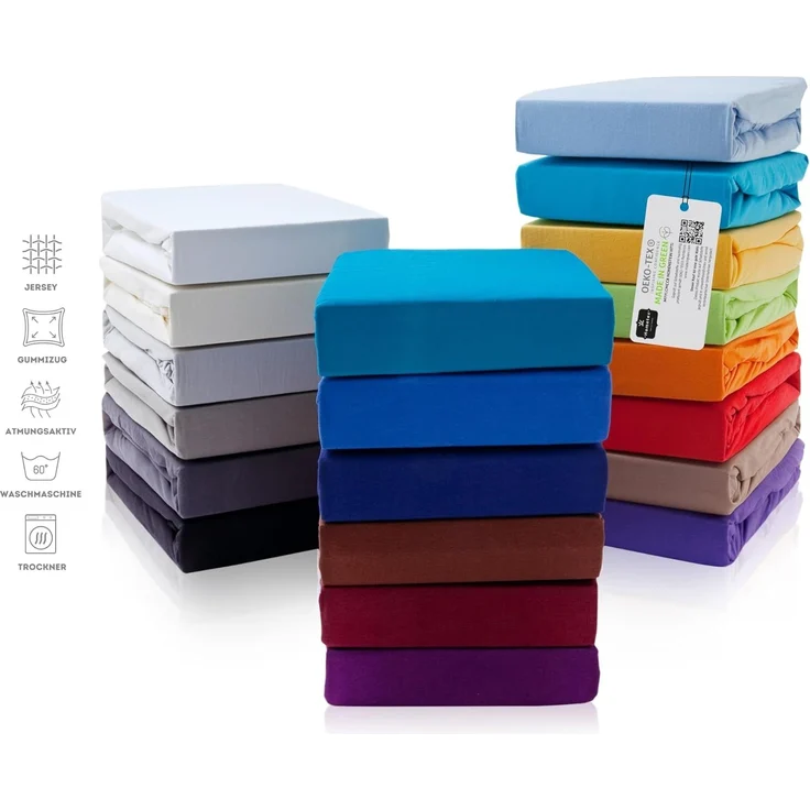 Hometex Premium Textiles Spannbettlaken Jersey Spannbettlaken 100% Baumwolle, Jersey, Gummizug: Rundumgummizug, Premium-Jersey Matratzenhöhe bis 23 cm – Bild 1