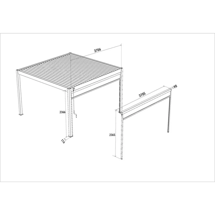 Weide Sonnenrollo für Weide Pergola | weiß – Bild 3