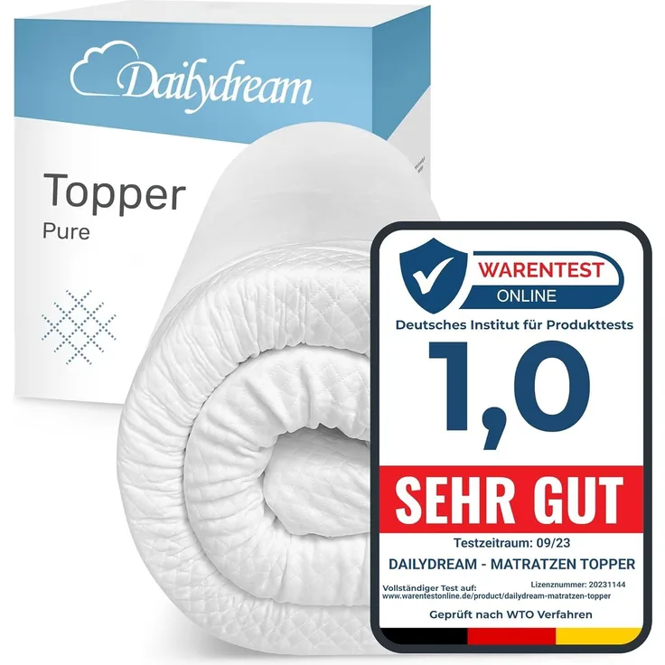 Dailydream viscoelastischer Matratzentopper “Model X“ mit Memory Foam Effekt, Edition Standard (Model L - 100 bis 120kg, 180x200 cm)