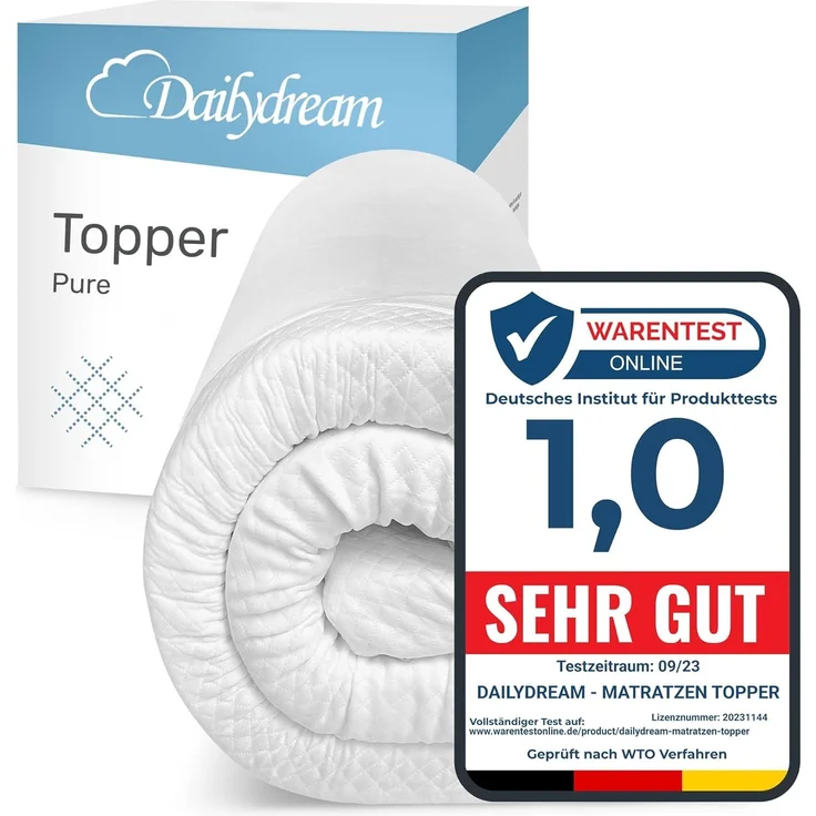 Dailydream viscoelastischer Matratzentopper “Model X“ mit Memory Foam Effekt, Edition Standard (Model L - 100 bis 120kg, 180x200 cm)
