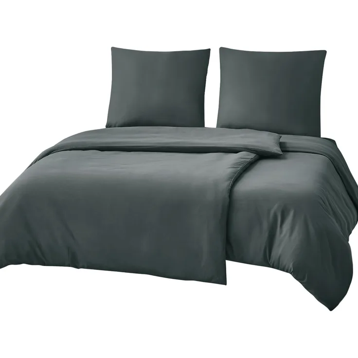 RUIKASI Bettwäsche 135x200 4teilig Anthrazit - Bettbezüge 135x200 2er Set mit Kissenbezüge, Bettwäsche-Sets 135x200 cm aus Mikrofaser mit Reißverschluss Weich und Bügelfrei