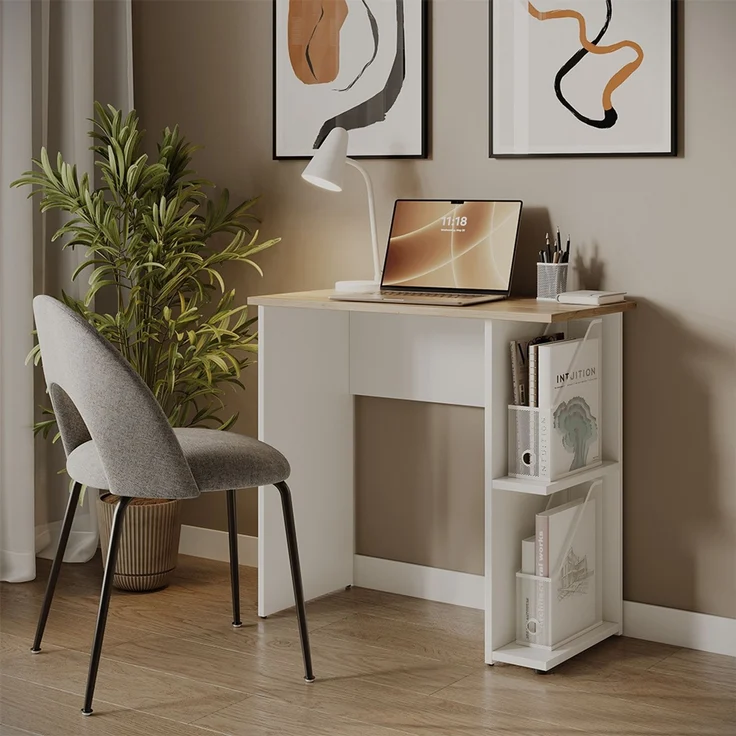 Schreibtisch Simple Weiß/Artisan 80 x 40 cm Vicco – Bild 6