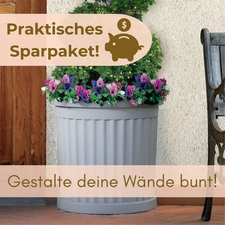 GarPet Pflanzkübel 2er Set Pflanz Kübel Halbrund Groß Outdoor Blumen Kasten Außen 50 Grau – Bild 6