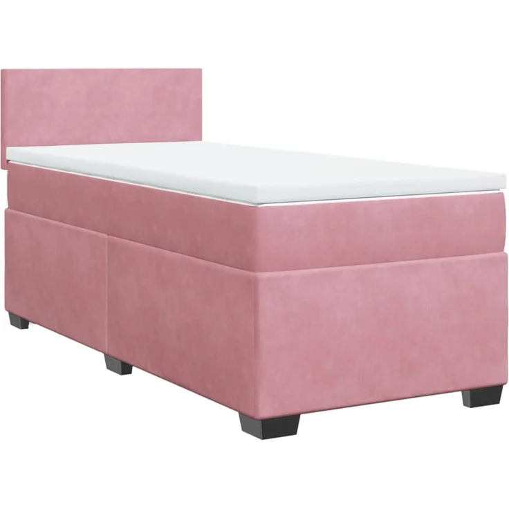vidaXL Boxspringbett mit Matratze Rosa 90x190 cm Samt 3288485 – Bild 3