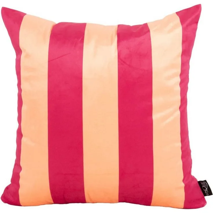 SCHÖNER LEBEN. Dekokissen Samtkissen Kissenhülle Streifen Peach Pink 45x45 cm