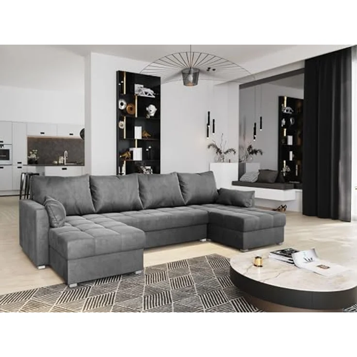 Masseno Ecksofa NAKO U-Form mit Schlaffunktion und Bettkasten, trendige Farben, 285 cm breit – Bild 2