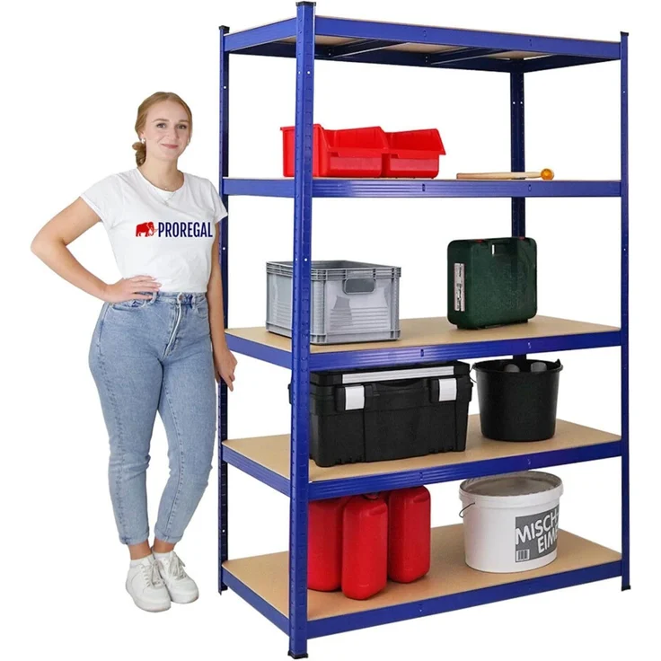 PROREGAL Mega Deal Eckregal Ragnar 1x: 180 x 90 x 60 cm | Taurus 2X: 180 x 120 x 60 cm Blau Fachlast 175kg, Kellerregal, Steckregal, Garagenregal, Lagerregal – Bild 5
